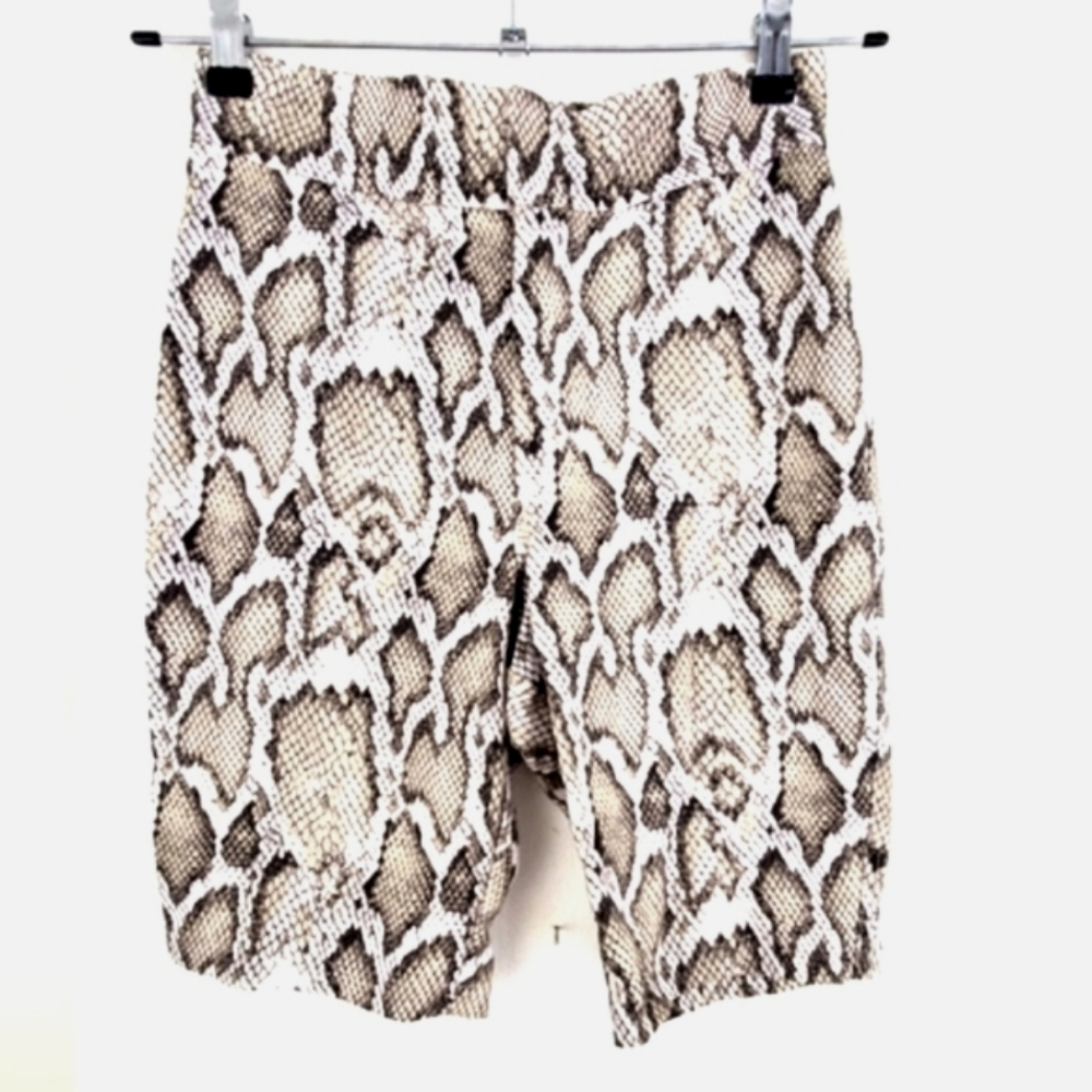 AFRM Snakeskin Print Bike Shorts Hook & Eye Closure Tan Brown Beige Size XS